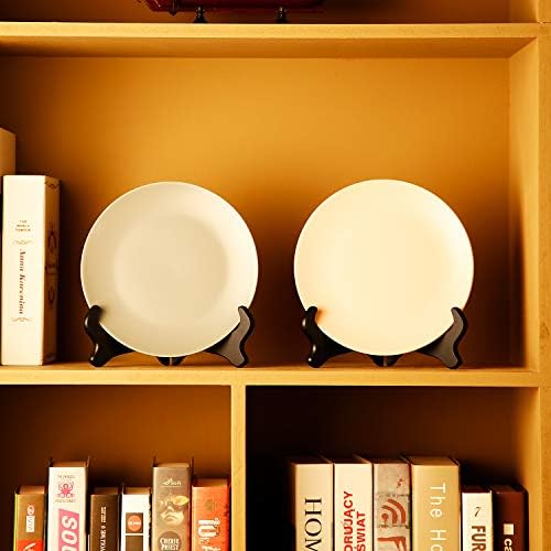 Tatuo 2 Packs Wooden Plate Stands for Display Easel Holders, 8 Inch, Black