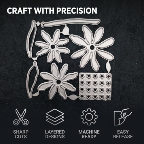 Cutting Dies for Card Making, Daisy Flowers Metal Cutting Dies Stencil for DIY Scrapbooking Album Embossing Photo Crafts Paper Cards Decorative Craft Scrapbooking Cutting Dies Card Making Accessories