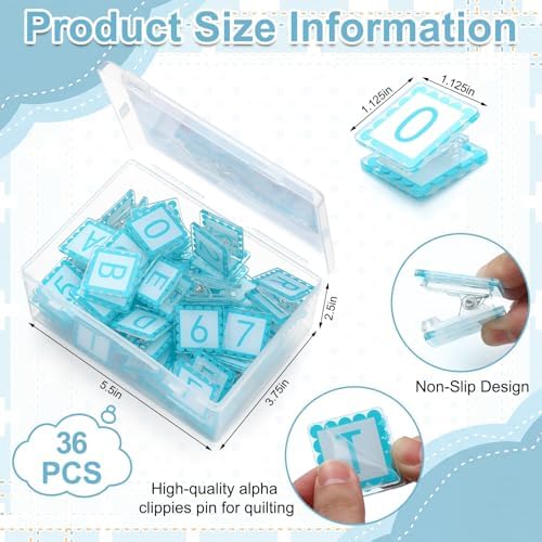 Crtiin 36 Pcs Sewing Clips for Fabric Set with Storage Box, Blue