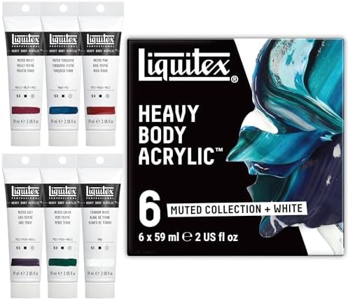 Liquitex Heavy Body Acrylic Paint Set, 6 x 59ml, Muted Collection + White