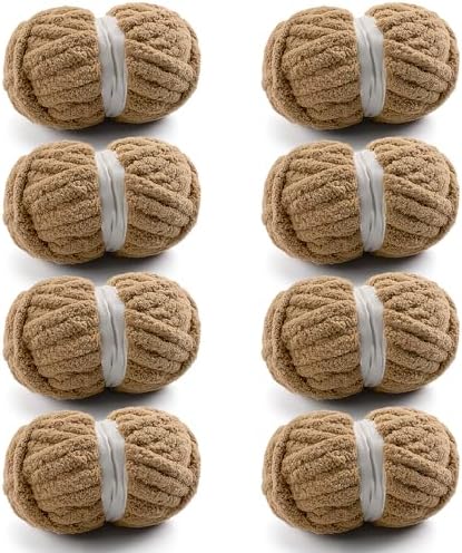 Chunky Yarn for Hand Knitting, Brown Chunky Chenille Yarn for Crocheting