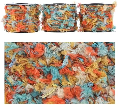 Artisanal Yarn Collection Multifiber Fancy Yarn for Knitting Crocheting Crafts DIY, Set of 3 Rolls (Oriental Aesthetic)