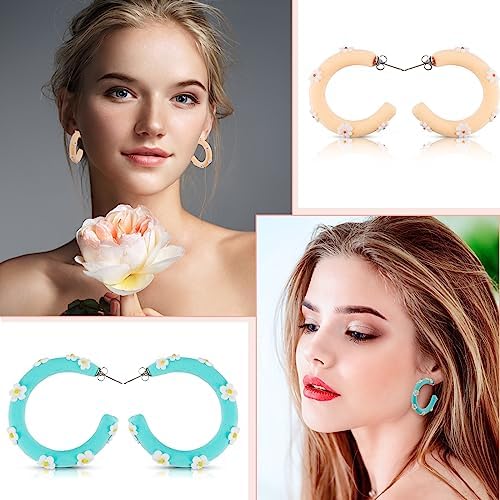 Tanlade 14 Pcs Polymer Clay Molds & Cutters - 6 Sizes Hoop Guides with 30 Pcs Studs Earrings for Jewelry Making
