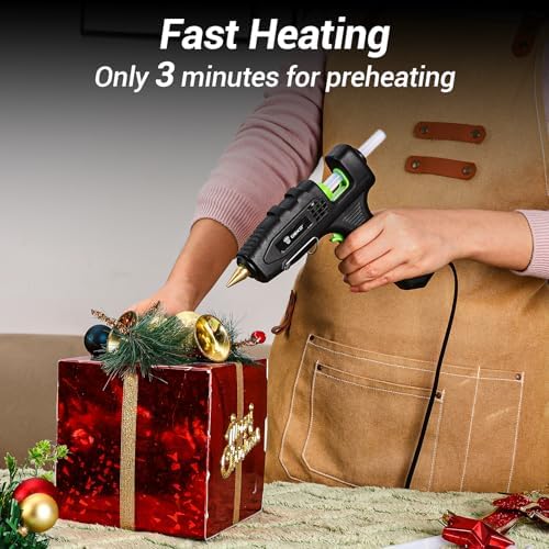 Hot Glue Gun Full Size: DEKOPRO 60/100Watt Dual Temp Hot Glue Gun Kit with 25 Glue Sticks, Organize Storage Case, Heavy Duty Heat Glue Gun Tool Set for Home Repair, Art & Crafts, DIY Black