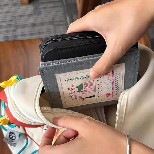 Nichalous Embroidery Stitch Book Kits, Portable All Scenario Embroidery Stitch Book with Fabric Pages, Perfect for Beginners and Craft Lovers, Unique Handmade Gift (A)