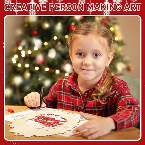 Paintable Christmas Ornaments 3 Sets, Wooden Ornaments to Paint, Unfinished Merry Christmas Wreaths Wood Crafts for Painting, Wood Cutouts DIY Xmas Ornament for Front Door Decor