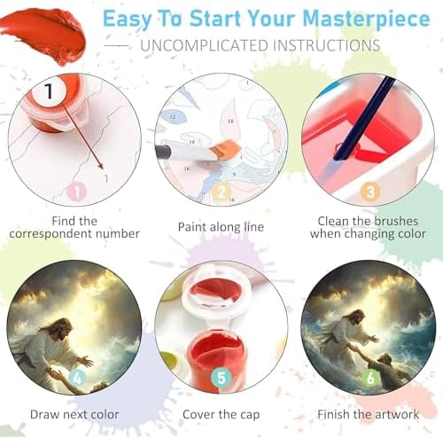 Jesus Paint by Numbers Kit for Adults Framed Canvas 12X16 in, Frameworkless