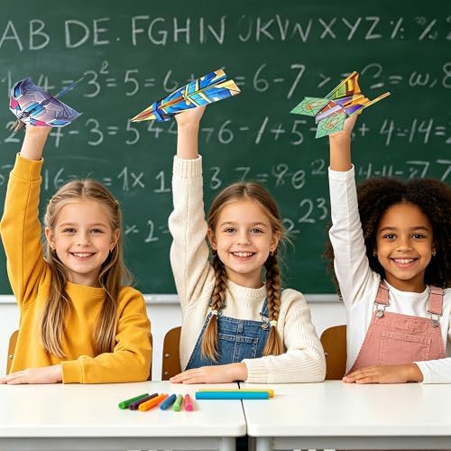 SELVERITH 36 Sheets Paper Airplane Origami Kit for Kids Ages 8-12, 12 Distinct Designs, Double Sided Colored Origami Airplane Book with Video Tutorials, Educational Crafts Gifts for Teens Kids