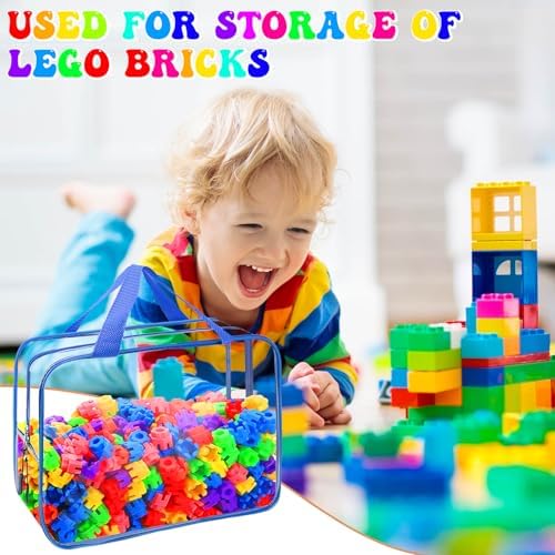 YOPCDJ 8 Packs 8 Colors Toy Storage Bags, Reusable Clear PVC Board Game Storage, Toy Organizers and Storage Bags with Zipper for Building Blocks, Puzzle and Handmade Accessories, Clear Toiletry Bag