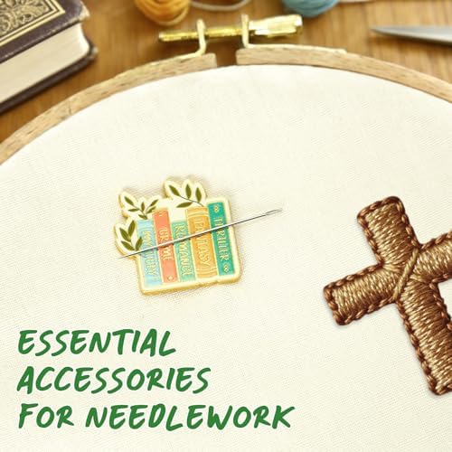 WUSUTE Book Lover‘s Needle Minder for Cross Stitch, Bookshelf Needle Minder Magnet for Organizing, Embroidery Sewing Needle Holder Needlework Accessories