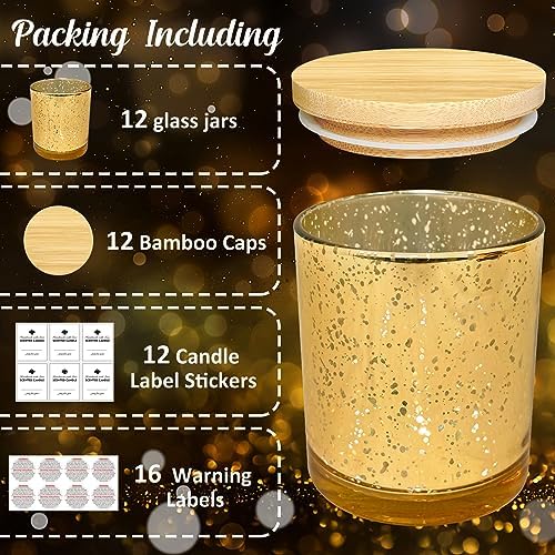SUPMIND 10oz Golden Glass Candle Jars with Lids,12pcs for Candle Making