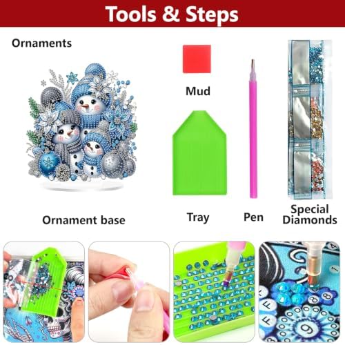 Christmas Diamond Art Kits for Adults,Cute Snowman Family Diamond Painting