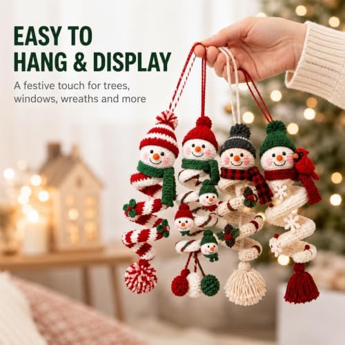 Crochet Snowman Spiral Ornament DIY Kit, Christmas Craft for Adults