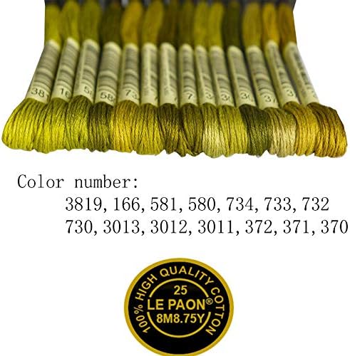 Premium Rainbow Color Embroidery Floss - Cross Stitch Threads - Friendship Bracelets Floss - Crafts Floss - 14 Skeins Per Pack Embroidery Floss, Medium Olive Gradient