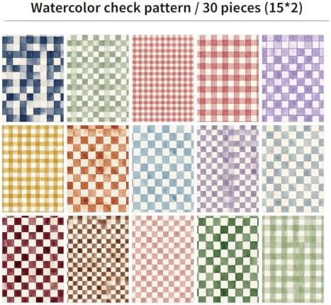 30 Sheets Scrapbook Paper Supplies, 7.9x5.5 Inch Inch Single Sided Multiple Grid Patterns Craft Paper for Scrapbook Albums Greeting Cards Gift Tags Photo Books Decor Origami DIY Crafts