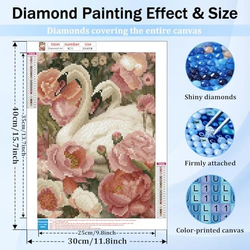 XTCIXAL Diamond Art Kits for Adults, Swan Diamond Painting, 12x16 Inch
