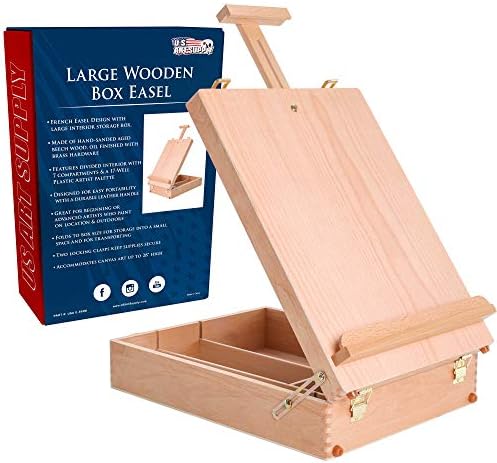 U.S. Art Supply Newport Large Adjustable Wood Desktop Easel