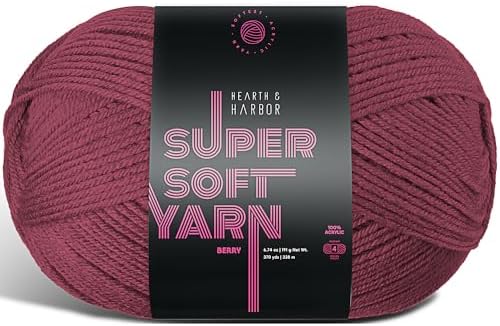 Acrylic Yarn for Crocheting & Knitting – Soft Crochet Yarn for Crocheting, 370 Yards, Perfect for Crafts & Amigurumi, Medium Worsted Weight 4, Berry