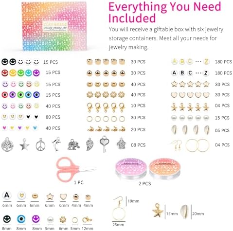 20,000 Pcs Clay Beads Bracelet Making Kit, 120 Colors 6 Boxes Polymer Beads Spacer Heishi Beads & Jewelry Kit with Pendant Charms Elastic Strings, Crafts Gift for Kids Adults