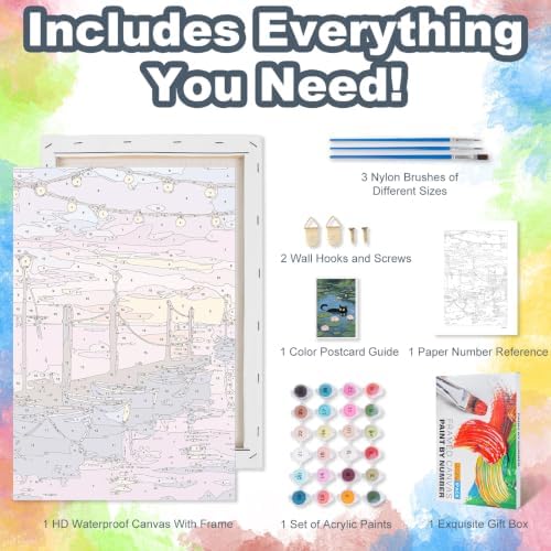 Kalonyth Boat Framed Paint by Numbers Kit for Adults Beginner 8x12 inch