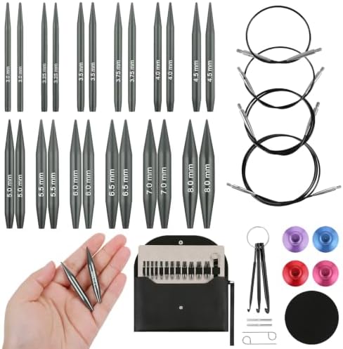 Hzkokon 2.17 Inch Short Interchangeable Knitting Needles (Gunmetal Gray)