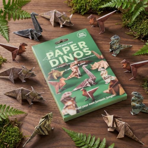 Origami Paper Kit DIY Dinosaur - 50 Sheets Origami Paper for Folding Cute Dinosaur Figures, Fun Creative Craft for Adults, Art Desk Decor and Gift for Origami Lovers