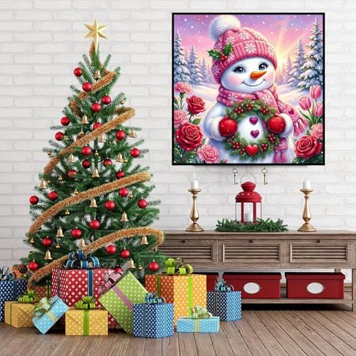 ijbnhd Christmas Snowman Diamond Art Kits for Adults 14X14 in