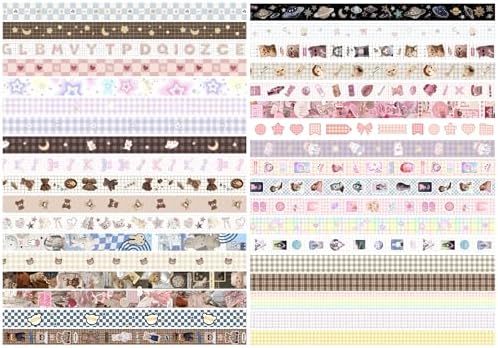 YUBBAEX Cute Washi Tape Value Pack 36 Rolls Aniamls Printed Masking Tape Kawaii Decorative for Arts, DIY Crafts, Journal Supplies, Planners, Scrapbook, Card/Gift Wrapping (Girly Style)