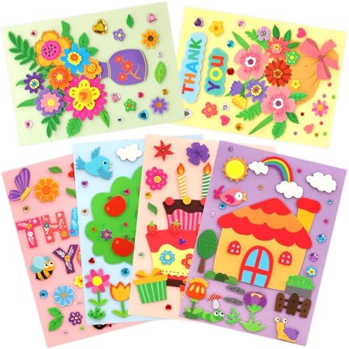 Treasure Cove Card Making Kits for Kids Handmade DIY Greeting Card 12Pcs | Thank You Cards Art Crafts, Envelopes Stickers, Girls, Boys, Birthday, Thanksgiving Party Supplies