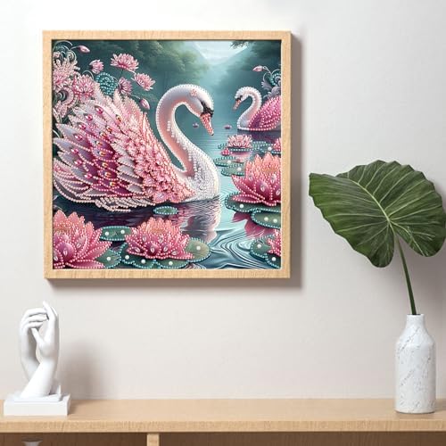 AiYuanzsh 5D Special Shape Diamond Art Kits for Beginners, Diamond Painting Kits for Adults, Crystal Rhinestones Diamond Painting for Home Wall Decoration Gift 12×12 inch/30×30 cm, Beautiful Swan