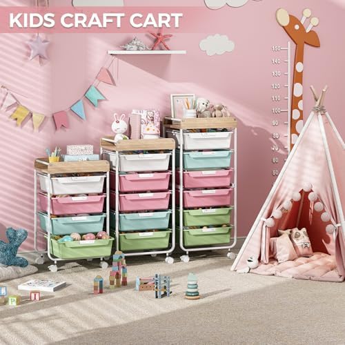 SYKIARIOL Rolling Storage Utility Cart with 4 Drawers,Art Cart,Colorful