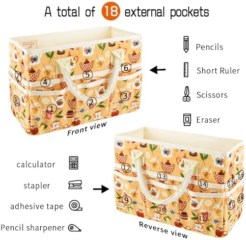 Craft Organizer Tote Bag with Multiple Pockets,Scrapbooking Art Storage