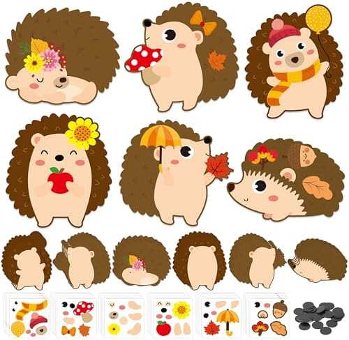 Haooryx Make Your Own Hedgehog Decoration Autumn Sticker Crafts