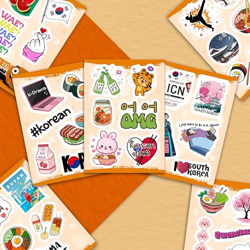 100Pcs South Korea Stickers for Luggage, Water Bottle - South Korean Gifts - Korean Party Supplies & Decorations - Korea Decals Waterproof - Gift for Women & Men
