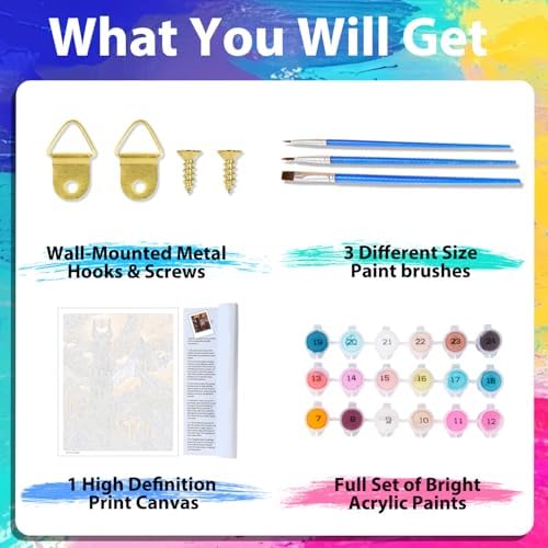 xcemhil Landscape Paint by Numbers Kit for Adults, Paint by Numbers for Adults Landscape, Adult Paint by Numbers Kits for Gifts and Home Wall Decor 16x20 Inch
