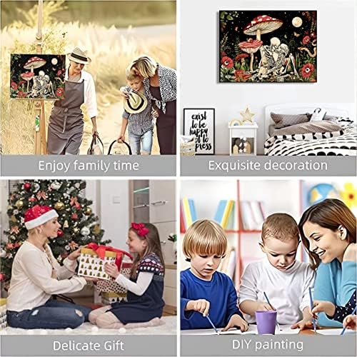 koemhxb Mushroom Paint by Numbers for Adults, Skeleton Paint by Numbers for Adults Beginner,Mushroom Painting by Numbers for Home Wall Decor(16x20 Inch)