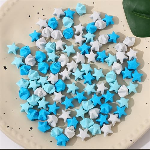 1080 Sheets Origami Star Paper Blue Strips Double Sided Lucky Star Decoration Folding Paper for DIY Hand Art Crafts, Teaching Supplies (blue-1080 sheets)