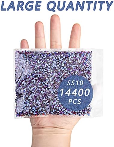 Beadsland Hotfix Rhinestones Bulk, 14400pcs Purple Hot Fix Rhinestones for Crafts Clothes DIY Decoration, Purple Velvet, SS10, 2.7-2.9mm