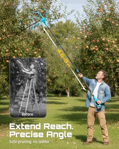 SEESII 2-in-1 Electric Pole Saws for Tree Trimming, Brushless Motor | 2 x 4000mAh Batteries,Hand Held Mini Chainsaw Cordless 6 Inch with Extension Pole for Tree Limb Branch Cutter