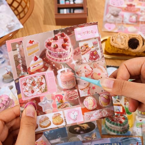 Girl's Japanese Retro Sticker Book, Food and Daily Life Theme - 650+ Cute Old Showa Style Foodie Stickers, for DIY Scrapbooking Journaling Handbook Decoration