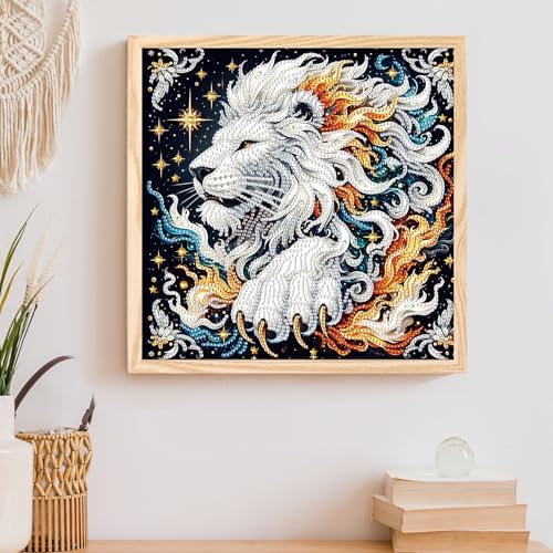 AiYuanzsh 5D Special Shaped Diamond Painting Kit - Mighty King Lion Design, Unique Crystal Rhinestone Diamond Art Set for Beginners and Adults, Perfect for Home Wall Decor and Holiday Gifts