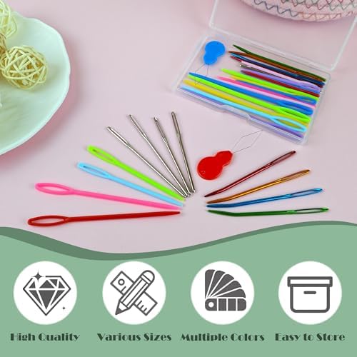 DeliaVo 49 Pcs Yarn Needles Set, Crochet Kit for Knitting Sewing Weaving