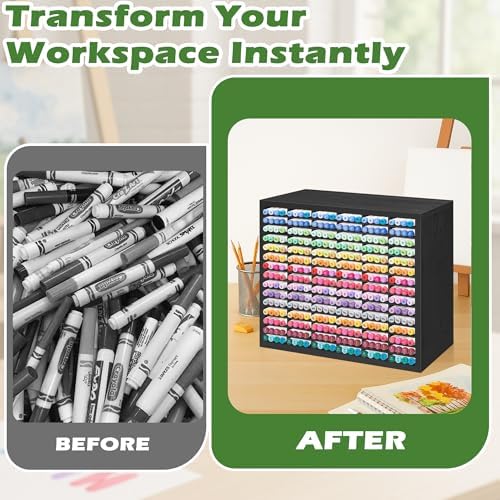 PROLEE Markers Organizer with 90 Compartments for 360 Marker Storage Art Pens Storage Rack,Watercolor Brushes Pens Alcohol Marker Holder for Desk Organizer