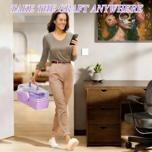 CXJINZE 115 Pcs Diamond Painting Tools Accessories Storage Kit, Purple