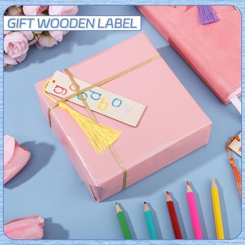 126PCS Bookmark Making Kit, 60 Wood Bookmarks with Tassels & Templates