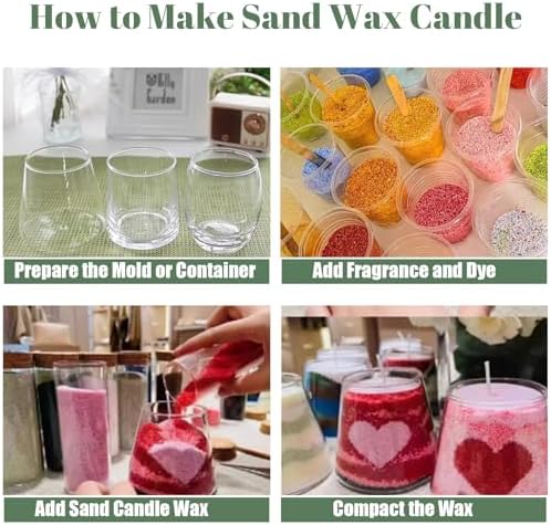 CoolCrafts Sand Wax Candle with Wicks 2 LB Pearled Sand Candle Bulk for Candle Making, Wedding Decor, Crafts - Red