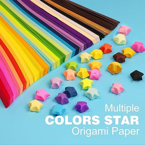FoDau770 Solid Color Star Paper Strips - 1080 Sheet, 27 Colors