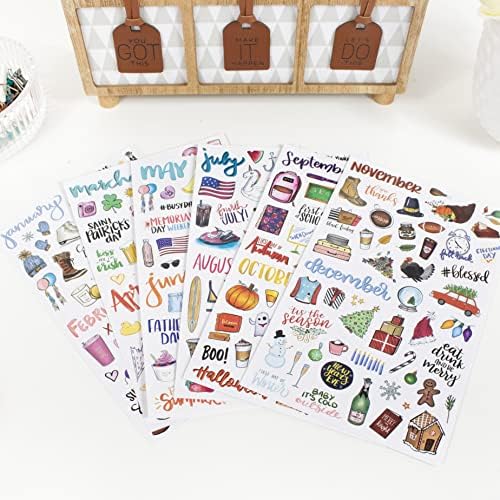 bloom daily planners Holiday Seasonal Planner Sticker Sheets - Vintage Seasonal Sticker Pack - Removable & Repositionable - Over 310 Stickers Per Pack!