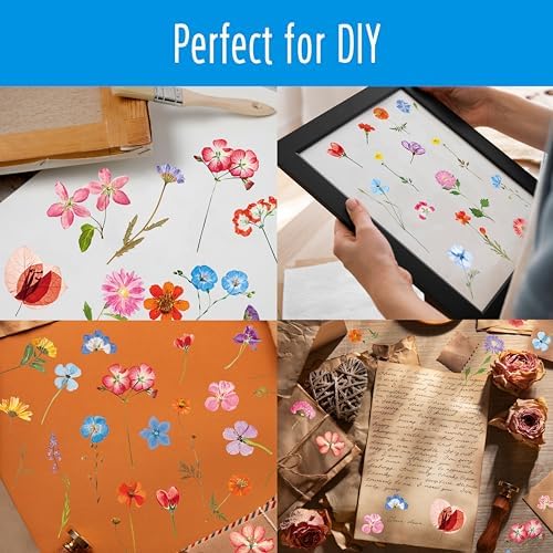 330+ PCS Natural Flower Stickers, Self-Adhesive PVC Nature Floral Stickers for Scrapbook, Laptop, Journal, DIY Project, Spring Themed Party Decors