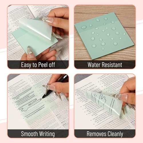 Mr. Pen- Transparent Sticky Notes, 3" x 3", 12 Pads, 600 Sheets | See Through Self-Adhesive Notes for Bible Journaling and Studying, Water-Resistant, Easy to Peel, Clean Removal